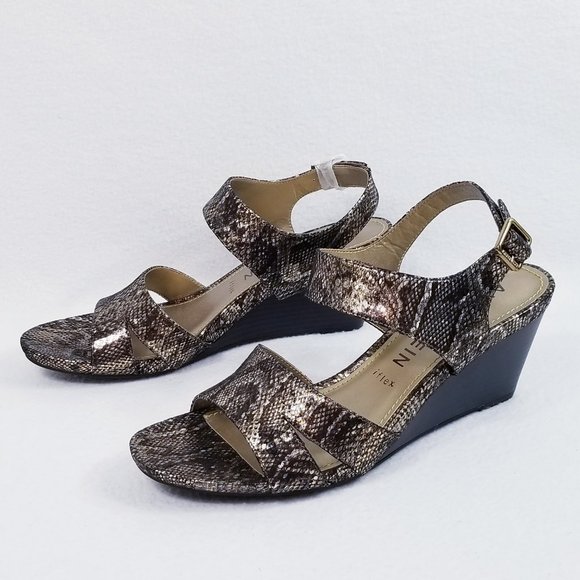 Anne Klein Sarry Wedge Snake Print Sandal - New - Picture 4 of 10